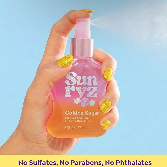 PDC Brands Sunryz Golden Sugar Shimmer Body Oil and Fragrance Mist, Limited Edition, 5 fl oz and 6 fl oz, 2 Piece Set (Golden Sugar)