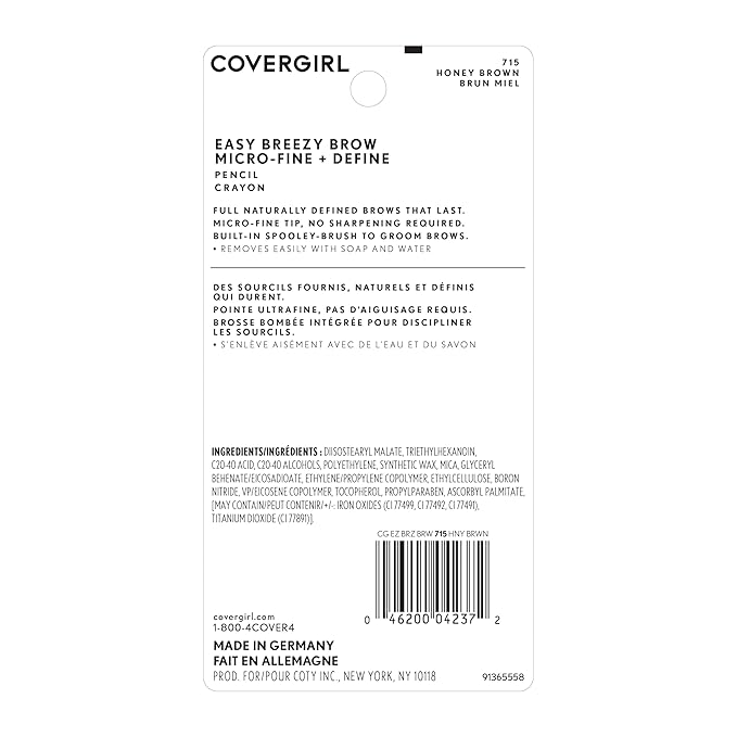 COVERGIRL - Easy Breezy Brow Micro-Fine + Define Pencil, Micro-fine tip, no sharpening required, Built-in spoolie-brush, 100% Cruelty-Free (Pack of 2)