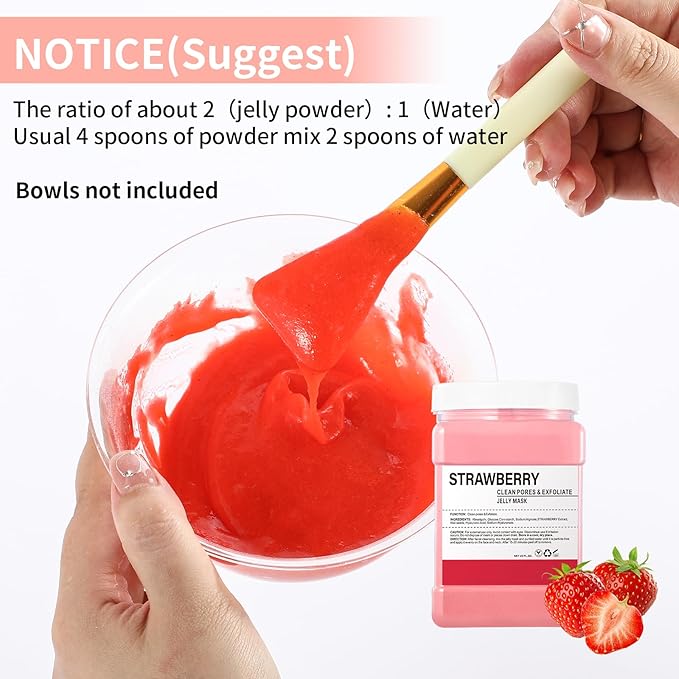 Hydro Jelly Masks for Women Home Spa,Hydrating & Moisturizing Peel-Off Rubber Gel Face Mask Skin Care,Professional Jelly Mask for All Skin Types 23 Fl Oz（Strawberry）