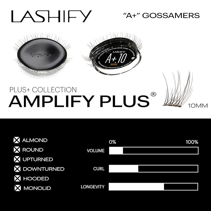 Lashify Amplify Plus+ 10mm Eyelash Extensions Refill in Truffle Color, Easy DIY False Lashes for the Most Delicate, Natural and Long Lasting Look