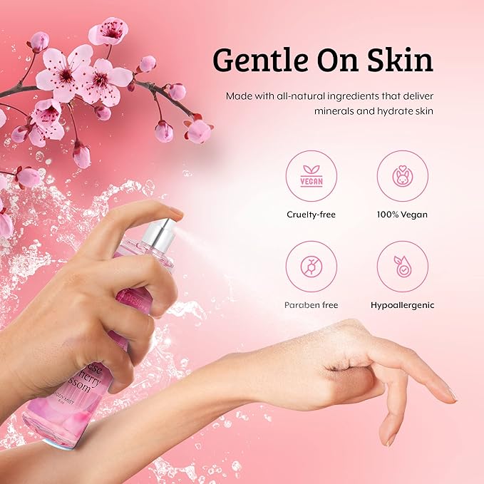 Freida and Joe Cherry Blossom Body Mist: A Luxurious 8 oz Gift for Her, Exquisite Floral Scent, Ideal Stocking Stuffer Fine Women Body Spray for Mom