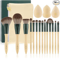 DUcare Makeup Gift Set 18PCS,with 14pcs Makeup Brushes Set 3Pcs Makeup Sponges 1PC Cosmetic Bag for Foundation Blending Powder Blush Concealers Eye Shadows