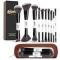 10 PCS Travel Makeup Brush Set With Bag, Makeup Brushes, Double-End Multi-functional Brushes for Foundation Powder Blush Eyeliner Eyeshadows, Professional Face Brush Set（White）