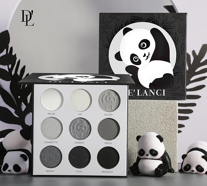 Afflano Goth Eyeshadow Palette Grey Black White Silver, Blendable Smokey Eye Eyeshadow for SFX Skull Goth Look Halloween Makeup Palette, Long Lasting Dark Gothic Eye Shadow Pallet - Panda