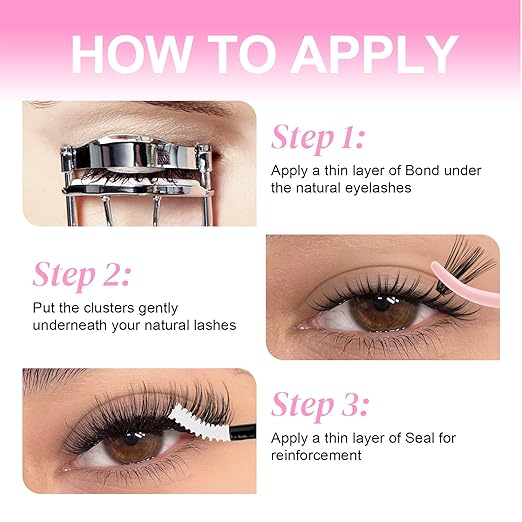 Lash Glue DIY Eyelash Glue for Lashes Clusters Latex-Free Waterproof Latex-Free 2-in-1 Lash Bond and Seal for Self-Application at Home Lash Cluster Glue 10ml Long-Lasting 48-72H