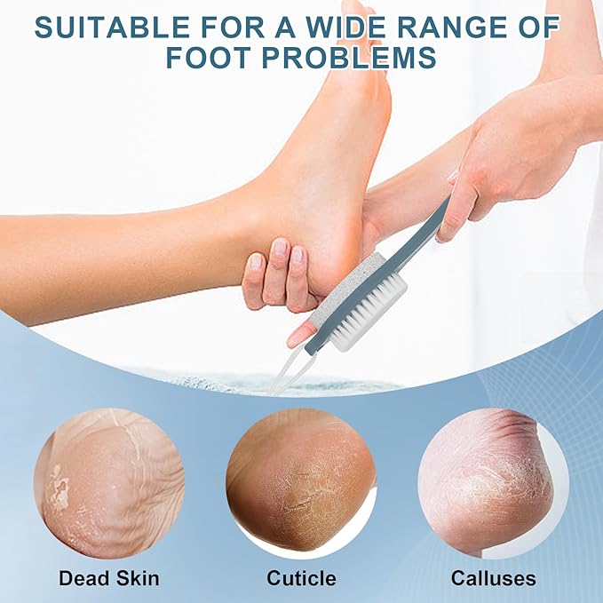 Pumice Stone Brush for Feet 3 Pack Foot Brush Foot Brush for Shower Foot File Callus Remover 4-in-1 with Foot Scrubber, Pumice Stone, Foot Rasp and Sand Paper for Home Foot Care
