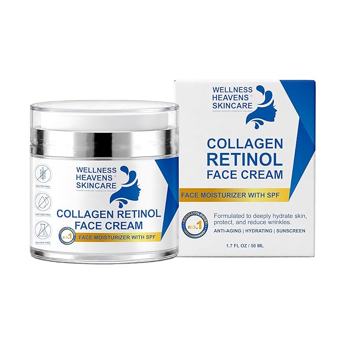Anti-Aging Face Moisturizer for Face, Face Moisturizer with SPF, Collagen, Retinol, Hyaluronic Acid Cream, Age-Defying, Lift & Firm Cream, Sunscreen for Face, Lotion, Great for Dry, Aging Skin 1.7oz