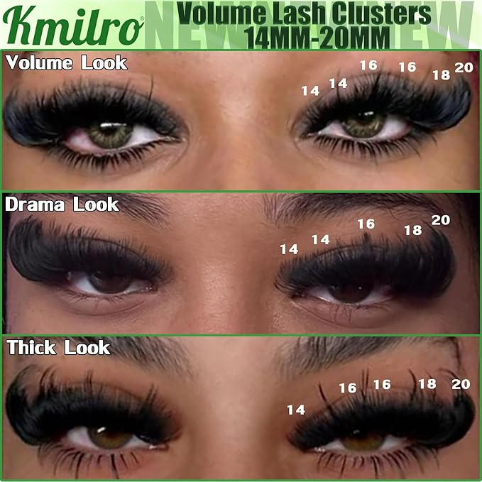 Lash Clusters 14-20mm Volume Cluster Eyelash Extensions Thick Eyelash Clusters 480pcs Waterproof Wispy Individual Lashes Soft False Eyelashes DIY Lash Extension (150D+180D+200D)