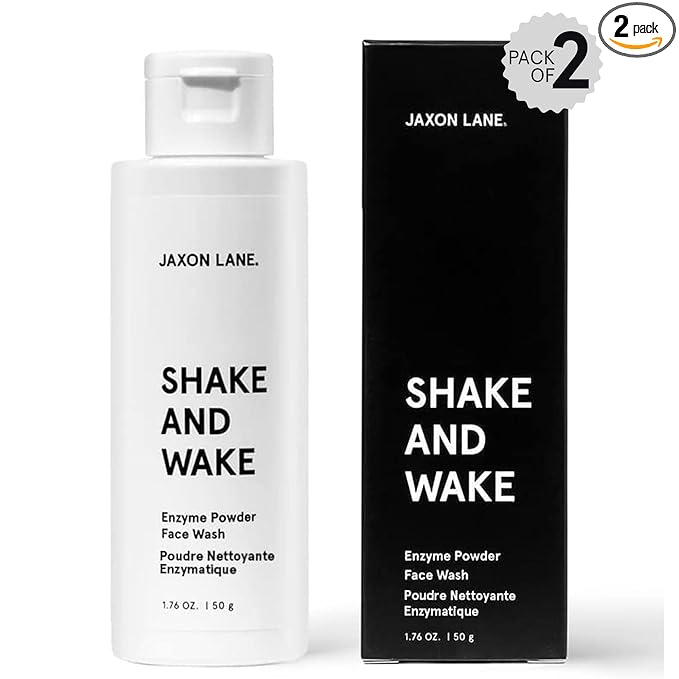 JAXON LANE SHAKE AND WAKE Exfoliating Powder Face Wash w/Papaya Enzymes Powder, Aloe Vera, Vitamin C, Vitamin E, Niacinamide Serum, AHA | Anti Aging Deep Pore Cleanser for Acne Prone Skin (2 Bottles)