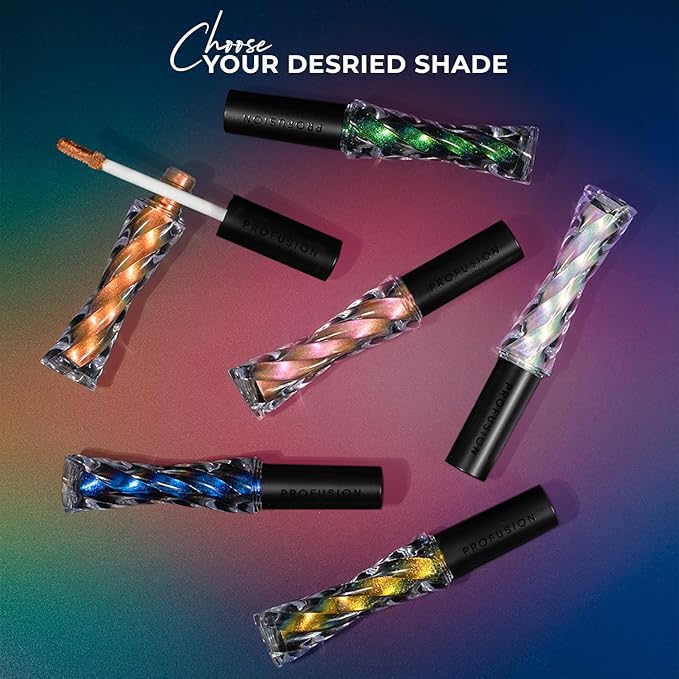 Profusion Cosmetics Chrome Liquid Eyeshadow, Long-Lasting Multichrome Eye Shadow, High-Impact Multi-Dimensional Finish, Light-weight Quick-Drying Formula, Retrograde