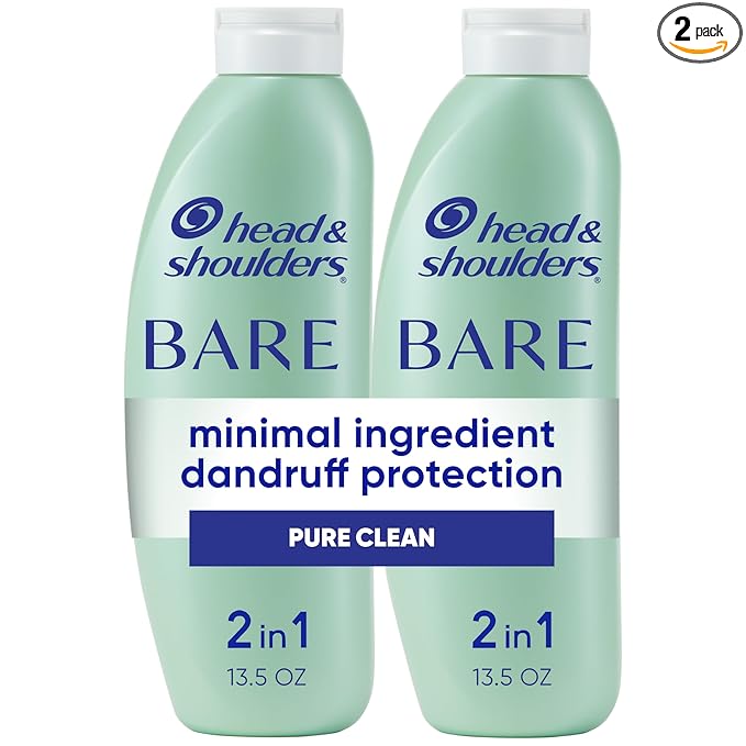 Head & Shoulders Anti-Dandruff Shampoo and Conditioner, BARE Pure Clean 2-in-1 Twin Pack, 1% Pyrithione Zinc, Scalp Care, Sulfate-Free, Silicone-Free, 13.5 fl oz Each