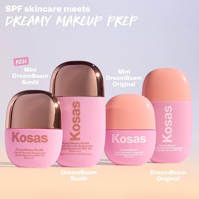 Kosas Mini DreamBeam SPF 40 Mineral Sunscreen for Face – Travel Size Makeup Prep & Sun Protection, 15 ml