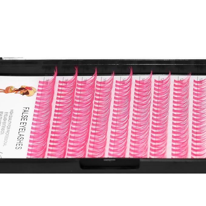 →VAYATOR False Eyelashes 3Styles D Curl 10-18mm 200Pcs To Choose Lashes Extensions Cluster Individual Lash Extensions Reusable False Eyelashes Easy Grafting （Pink-D Curl-10-16mm mixed）