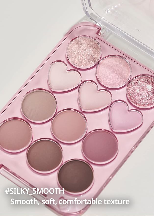 COLORGRAM Pin Point Eyeshadow Palette 01 Peach+Coral= | Ultra-Blendable Matte, Glitter, Shimmer Shades for Daily Makeup | K-Beauty Eye Palette with Easy-to-Use Calculator Design