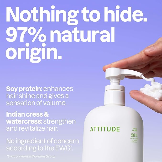 ATTITUDE Nourishing Hair Conditioner, For Dry and Damaged Hair, Naturally Derived Ingredients, Vegan Detangler, Dermatologically Tested, Grapeseed Oil and Olive Leaves, 32 Fl Oz (Pack of 6)