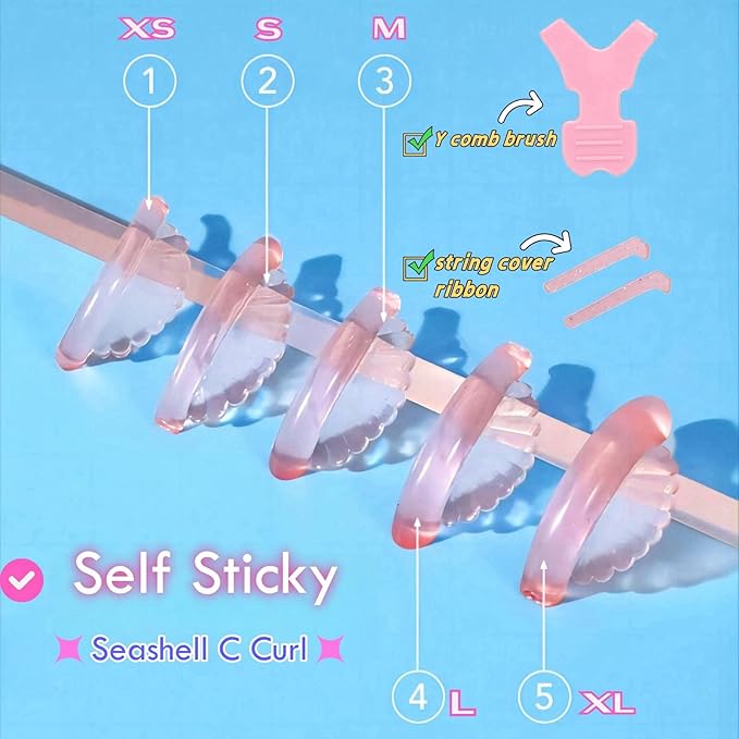 Korean Lash lift Pads Shields 2026 New No glue Eyelash Lifting Shield Self Sticky Lash Perm Rods Lami Lamination Roller U Curler Pad Soft 5 Size Air Bubble Silicone-Light Weight Guard