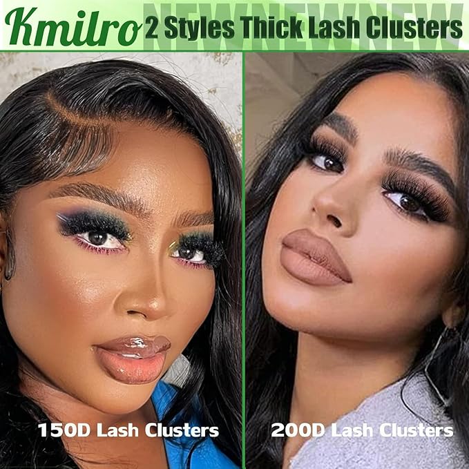 Lash Clusters 12-22mm Cluster Eyelash Extensions Wispy 150D+200D Volume Individual Lashes Waterproof Eyelash Clusters 324pcs Thick False Lashes Soft DIY at Home