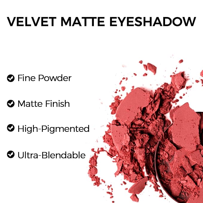Erinde Single Red Matte Eyeshadow Palette, High Pigmented Eye Shadow Powder, Long Lasting, Ultra-Blendable, Intense Color