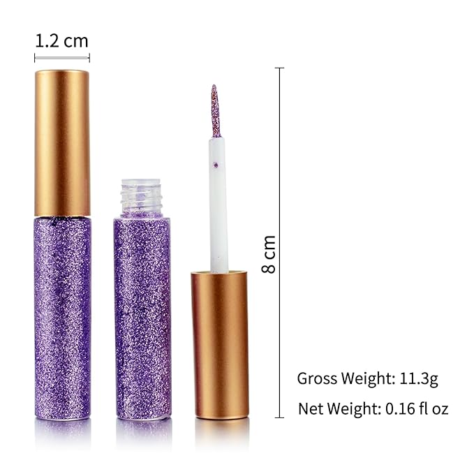 Liquid Glitter-Eyeliner, Shimmer-Water-proof Eye-Glitter Makeup Colorful Eye Liner Liquid Eyeliner (Purple)