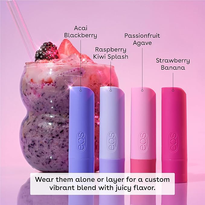 eos Flavor Lab Secret Menu Lip Balm Gift Set - Sunrise Smoothie, Limited-Edition, Moisturizing Care for Dry Lips, Variety Pack, 0.14 oz, 4-Pack