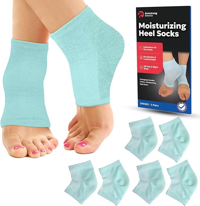 Moisturizing Socks for Women & Men | Cracked Heel Treatment with Aloe Vera | Moisturizer Foot Callus Remover | Aloe Socks for Cracked Heels & Dry Rough Feet, Lotion Infused Gel Heel Sleeves Fits Most