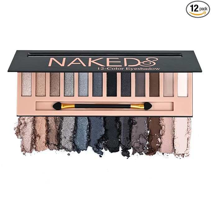 12 Colors Makeup Smoky Eyeshadow Palette Natural Nude Matte Shimmer Glitter Pigment Eye Shadow Pallete Set Black Eye Shadow Halloween Make Up for Women (Color E Smokey)