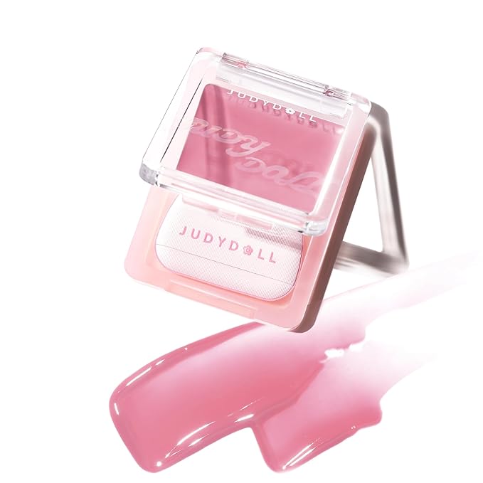 JUDYDOLL Glow Blush Balm,85% Essence-Infused,Hydrating, Buildable&Non-Patchy Cheek Color with Puff,Dewy Finish,Lightweight Blush for Cheeks, Cool Toned Blush (02 Spring Blossom)
