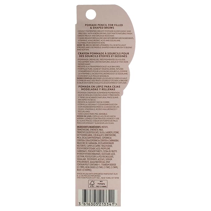 Covergirl Clean Fresh Brow Filler Pomade, 200 Blonde, Eyebrow Pencil, Ultra-Precise Tip, Creamy Formula, Highly Pigmented, Soft Matte Finish, Vegan Formula, 0.007oz
