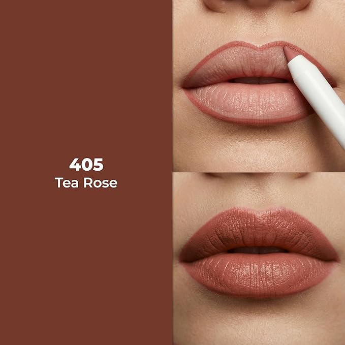 Lamel Gel Lip Liner Pencil - Tea Rose - 2-in-1 Waterproof Lip Liner - 8-Hour Wear, Creamy Texture, Sharpenable, High Pigment - Provides Smooth Finish or Full Coverage - N.405