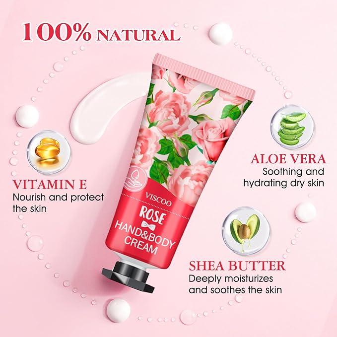 VISCOO 7 Pack Hand Cream Gifts Set for Women, Teacher Appreciation Gift / Graduation Gifts, Moisturizing Mini Hand Lotion Travel Size for Dry Cracked Hands, Birthday Gift
