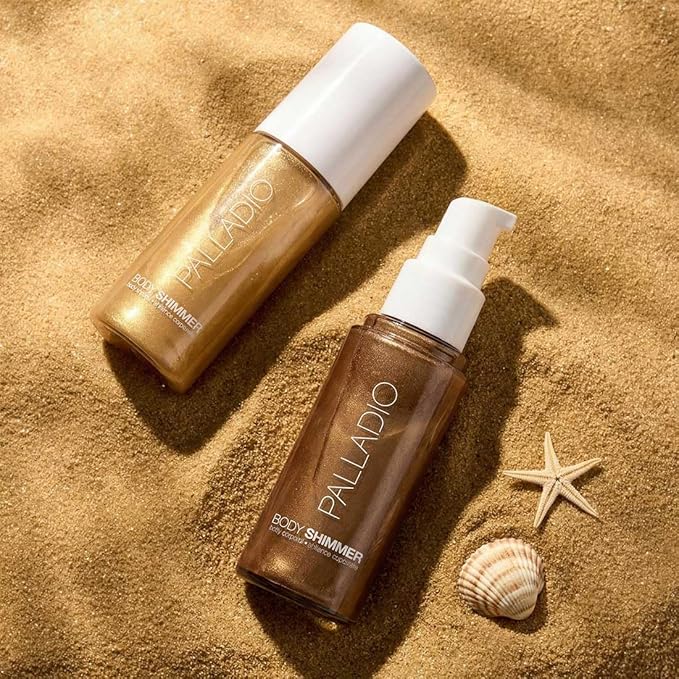 Palladio Body Shimmer Gel, Lightweight Water-Based Body Glow with Aloe, Hyaluronic Acid, Vitamin E & Panthenol, Buildable Radiant Shimmer, Vegan, Gluten-Free, Cruelty-Free (Island Glow)