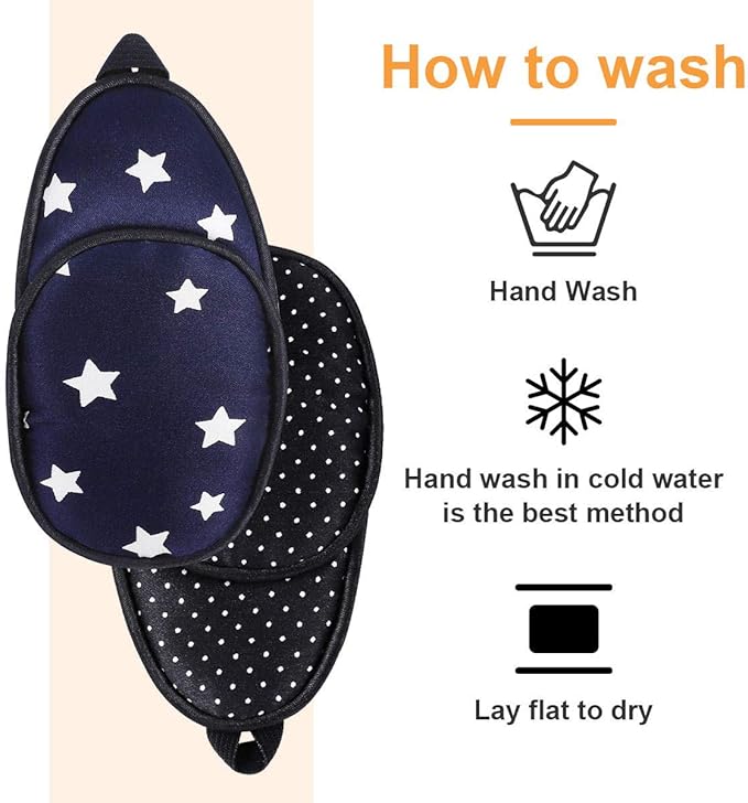 eZAKKA Eye Patches for Adults, Eye Patch for Glasses, Silk Patch for Lazy Eye Amblyopia Strabismus and After Surgery (Blue with Star+Black Polka Dots)