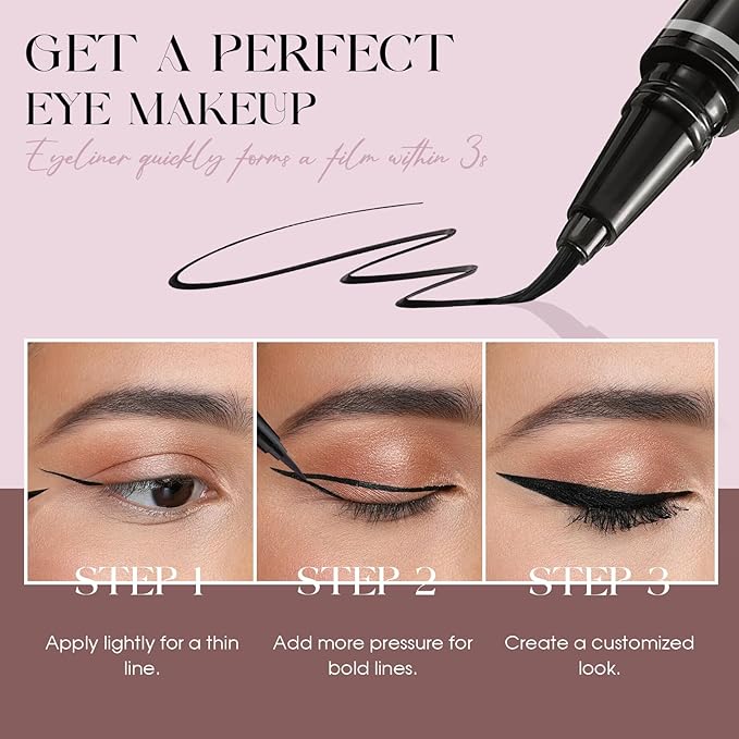 FADLASH Waterproof Eyeliner Liquid, Black Ink Matte Eye Liner,Smooth & Dry Quickly Eye Pen Smudge-Proof, Long-Lasting Natural Look, Not Prone, Highly Pigmented, Vegan (0.6 ml)