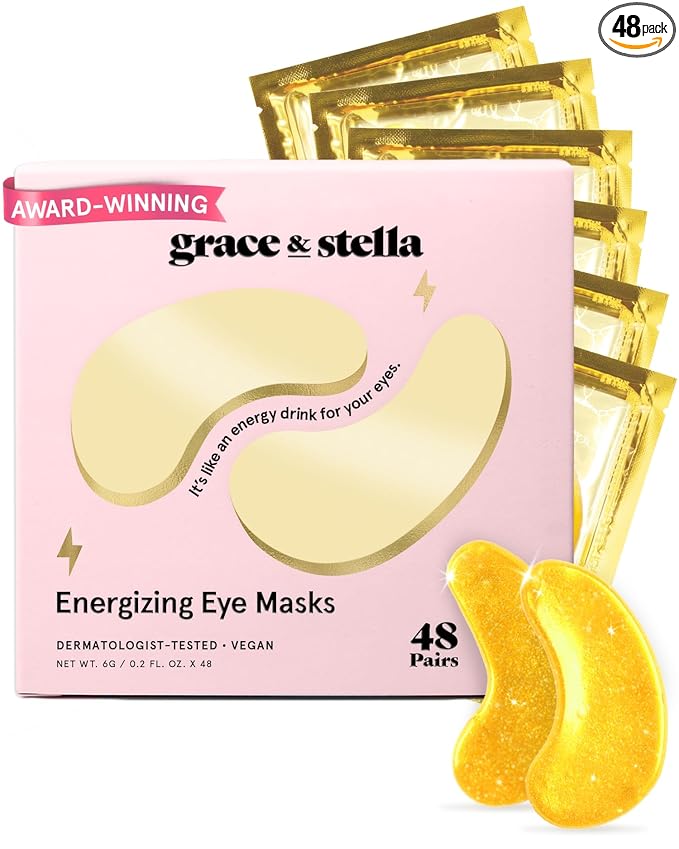 grace & stella Award Winning Under Eye Mask - Birthday Gifts for Women - Gel Eye Patches for Dark Circles, Puffy Eyes, Wrinkles, Undereye Bags - Gifts for Teen Girls - Vegan (48 Pairs, Gold)