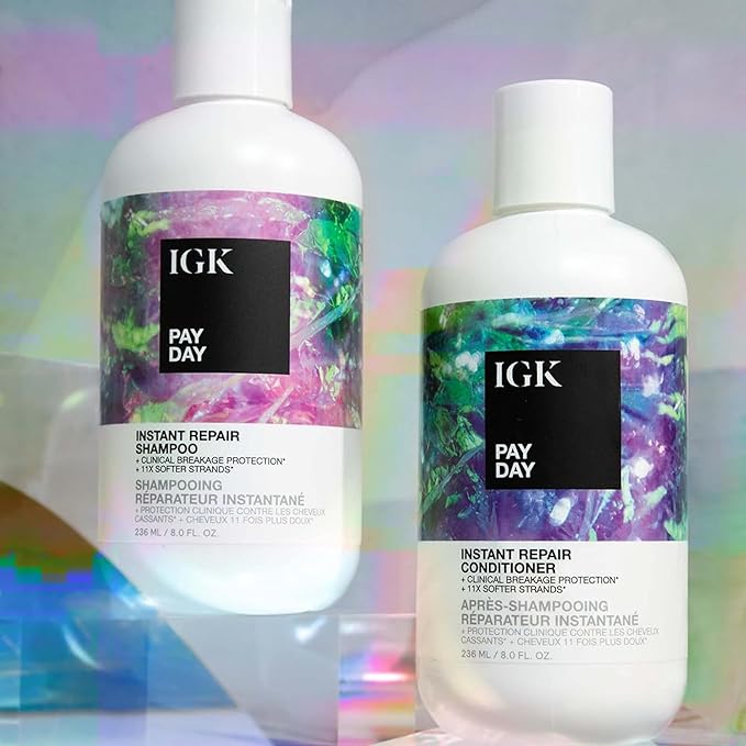IGK PAY DAY Instant Repair Shampoo | Bond-Building Repair for Damaged, Over-Processed Hair | Sulfate-Free Care for Color-Treated Hair | 33.8 Oz