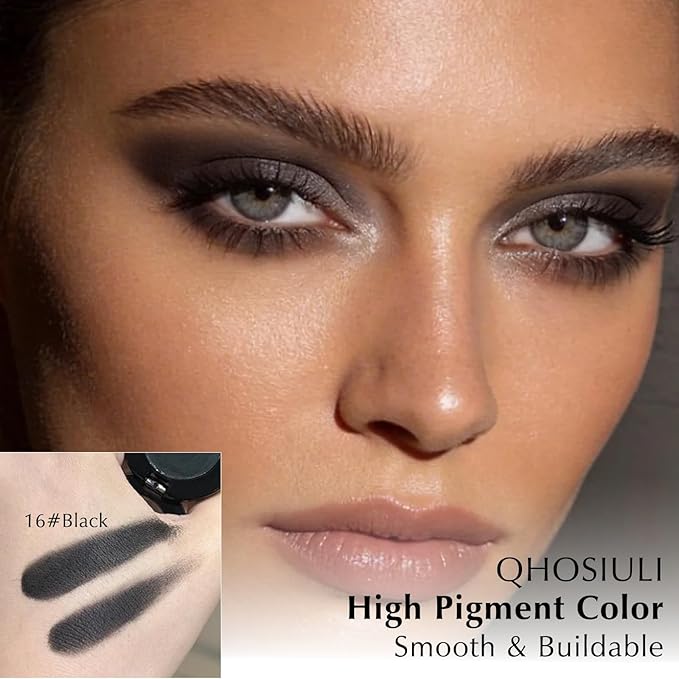 Black Matte Eyeshadow Palette, Mini Monochrome Eye Shadow for Older Women, Pigmented Neutral Smokey Eyeshadow Powder Compact sombras para ojos, Naturing-Looking Smooth Blendable Color