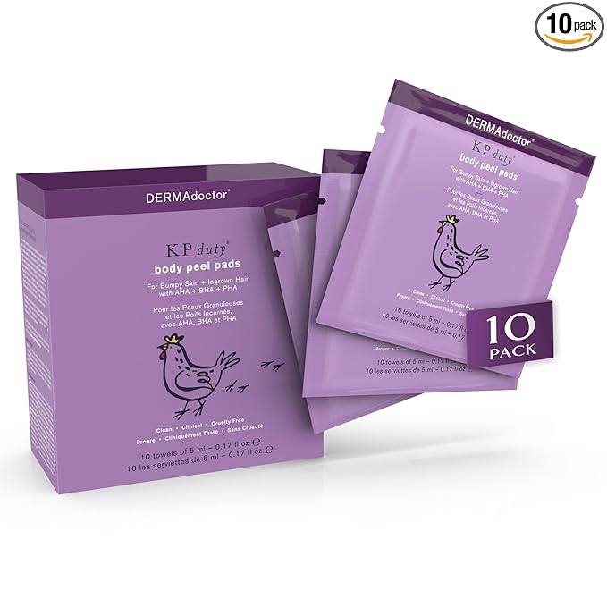 DERMAdoctor KP Bump Eraser Extra Strength Peel Pads – Exfoliating Body Treatment for Keratosis Pilaris, Body Acne & Rough Skin | AHA + BHA + PHA Formula | Dermatologist Developed