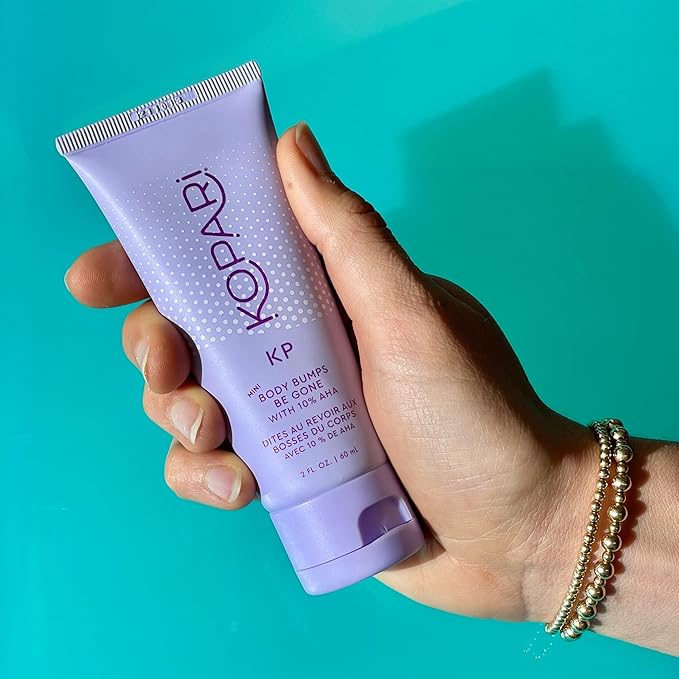 Kopari KP Scrub Full Size and Travel Size Set | Body Bumps Be Gone Scrub with 10% AHA, to Smooth Skin, Reduce Bumps, Decongest Pores, Clarifying, Gently Exfoliate & Wash | 8.45 fl oz and 2 fl oz