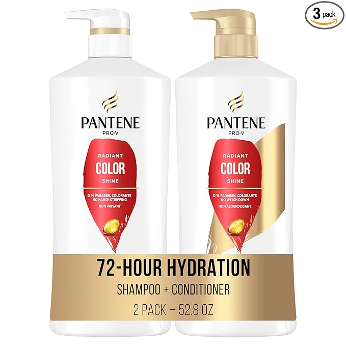Pantene Shampoo, Conditioner and Hair Treatment Set, Radiant Color Shine, Safe for Color-Treated Hair