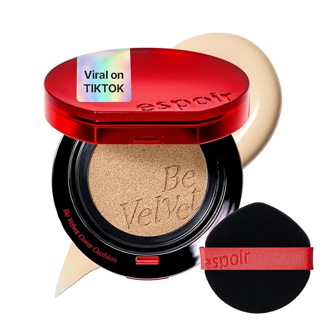 Espoir NEW Be Velvet Cushion Foundation #23.5 Fair Olive,Quick & Easy Coverage with Long-lasting by Zero Oxidation,Velvety Smooth Finish,Lightweight,Vegan,Korean Makeup,Festival Essentials,0.46 oz