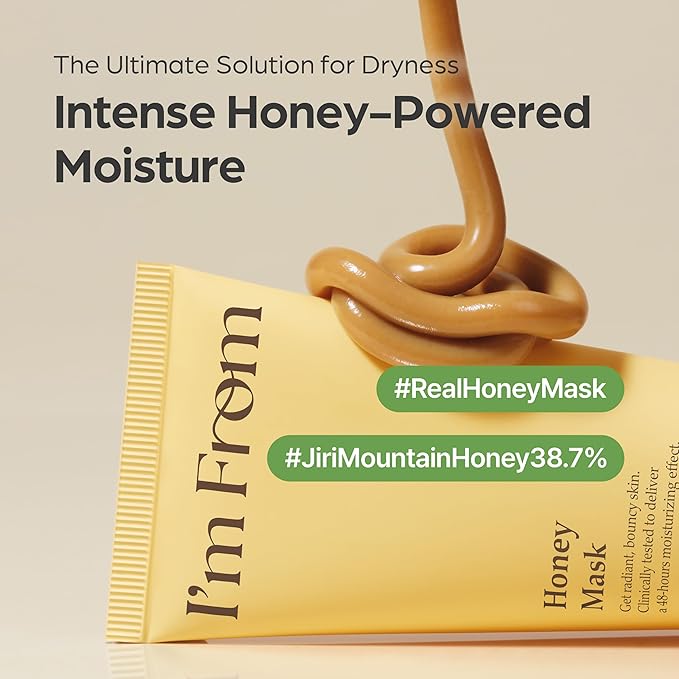I'm from Honey Mask, Deep Nourishing Wash-Off Mask with Natural Honey, Glass & Dewy Glow, Long-Lasting Hydration, Korean Skin Care 2.37fl.oz