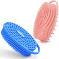 Silicone Body Scrubber – Dual-Sided Silicone Loofah for Shower, Soft Exfoliating Body Bath Shower Scrubber Loofah Brush Easy-to-Clean for Sensitive Kids Women Men All Kinds of Skin, Set of 2
