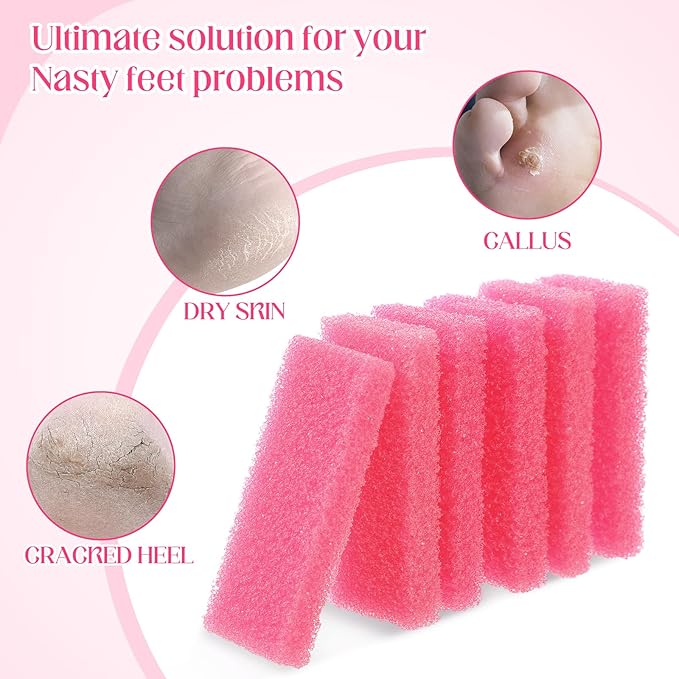 Batiyeer 100 Pcs Pumice Stone for Feet Scrubber Dead Skin Disposable Pedicure Pumice Stone Feet Shower Scrubber for Heel Cuticle Callus Remover Bath Spa (Pink)