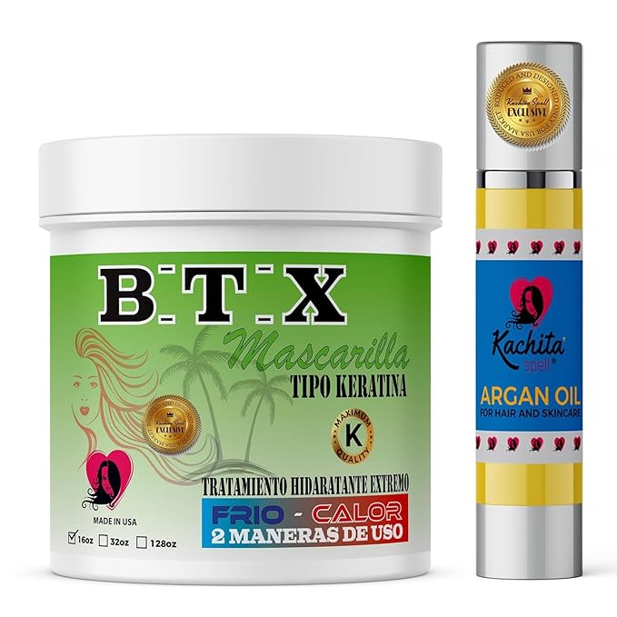 Kachita Spell Hair Treatment Capillary Rejuvenating System Formaldehyde Free Deep Repair + Argan Oil for Dry Damaged Hair Bundle for All Hair Types