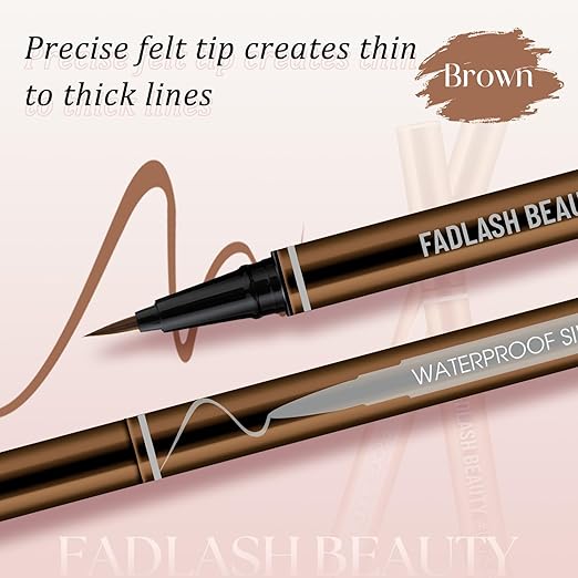 Eyeliner Liquid Eyeliner with Fine Brush for Smooth Application, Waterproof & Smudge-Proof Eye Liner, Long-Lasting Makeup, Highly Pigmented Brown Eyeliner Pencil, Cruelty-Free & Vegan, 0.6ml