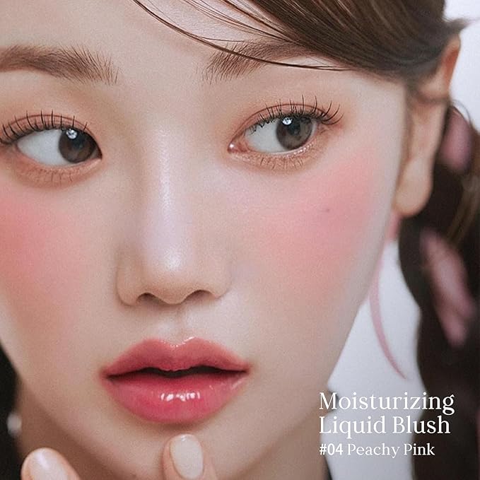 KYDA Moist Liquid Blush, Natural Dewy Finish Cheek Color with Hydrating Formula, Long-Lasting Face Blusher for Natural Glow Cheeks, Lightweight Buildable Smooth Coverage, Peachy Pink