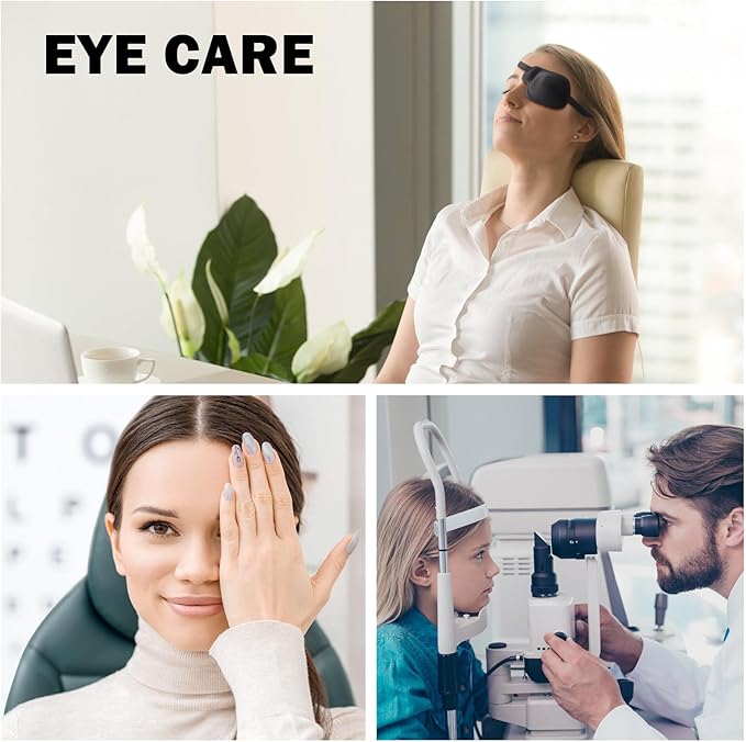 2Pcs 3D Right Eye Patches for Adults, Adjustable Medical Lazy Eyepatch,Black