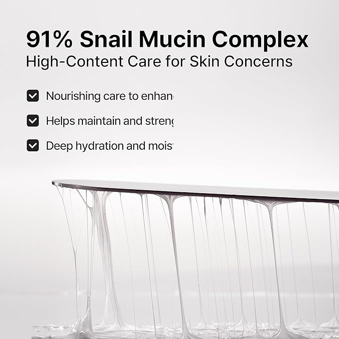 Pure Snail Mucin 91% Repair Cream for Face, Hydrating & Skin Barrier Moisturizer with Panthenol, Beta-Glucan & Hyaluronic Acid, K-Beauty 3.52 fl. oz