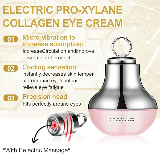 AH-8 Firming Neck Cream & Electric Massage Eye Cream Suit, Neck and Eye Tightening & Rejuvenating Set,Firming Smooth Fine Lines,Reduce Wrinkles & Deep Moisturizing Skincare,Day & Night Use(120g+50g)