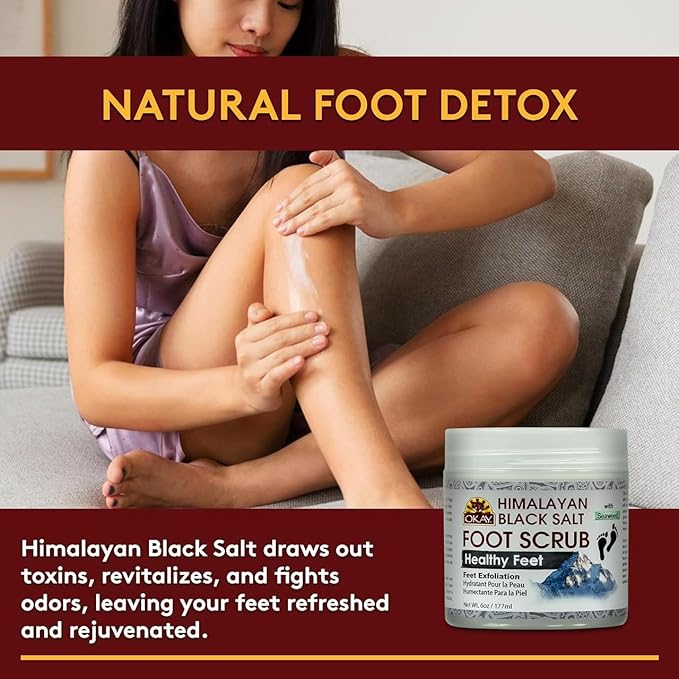 Okay Himalayan Black Salt with Seaweed Foot Scrub, 6 Ounce